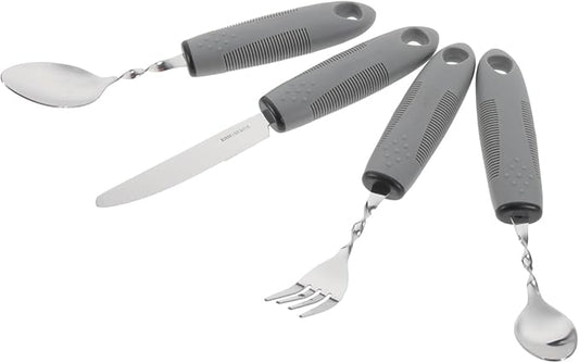 Adaptive Non-Slip Elderly Utensil with Bendable Handles Lightweight Stainless Steel Tableware for Disabled Seniors Hand Injury and Neurological Patients Easy Grip and Anti-Shaking