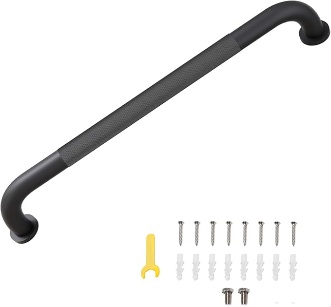 16 Inch Grab Bars for Shower, Black Anti Slip Grab Bar for Bathtubs Showers Toilet, Stainless Steel Safety Shower Grab Bar,Wall Mounted Shower Handle Handicap Bars for Senior Elderly