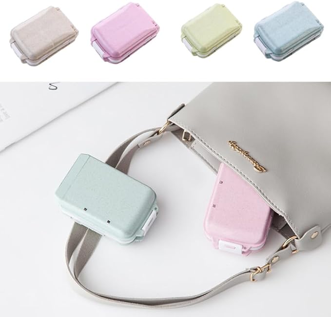 FOMIYES 2pcs Portable Wheat Straw Pill Organizer Travel Case for Daily Medication Compact Design for Easy Carrying for Seniors Go Use Beige