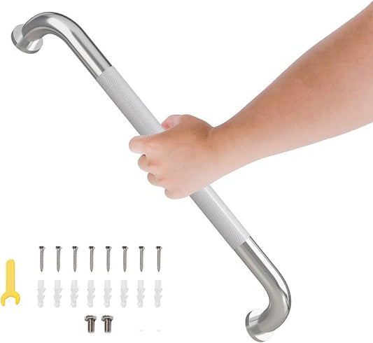 16 Inch Shower Grab Bar, Bathroom Grab Bar Handle with Anti-Slip Knurled Grip, Stainless Steel Bath Balance Bar, 1.0" Diameter Bath Safety Bar Support for Seniors Elderly Pregnant, Brushed Nickel