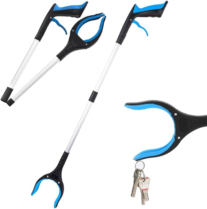 32" Trash Grabber Reacher Tool, Reach Grabbers for Seniors Heavy Duty, Elderly Assistance Products with Magnet Leaf Picker Upper, Gripper Pick up Sticks Hand Tools Gripper Pickup Mobility Aids (Blue)