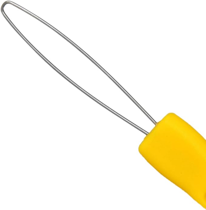 HOME-X Button Hook Helper, Assistance Tool for The Elderly, One-Hand Button Tool- Yellow- 6” L x ¾” W