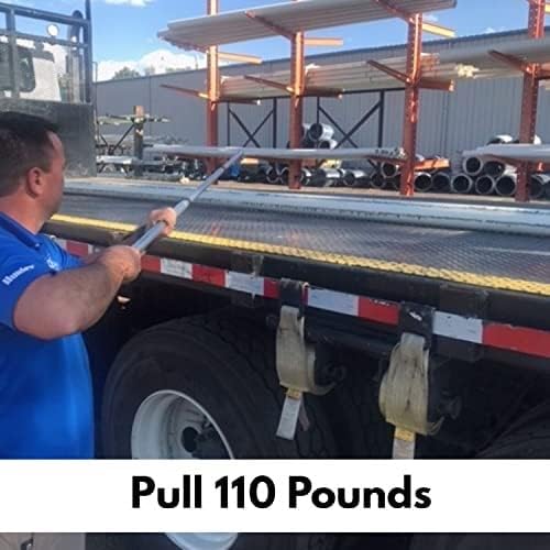 GRAB-IT 6 ft Truck Cargo Retriever | Includes Cargo Net Organizer Plus Vehicle Debris and Snow Broom | Heavy Duty Grabber Reach Tool - 110 Pound Pull | Rust Resistant Aluminum and Stainless Steel