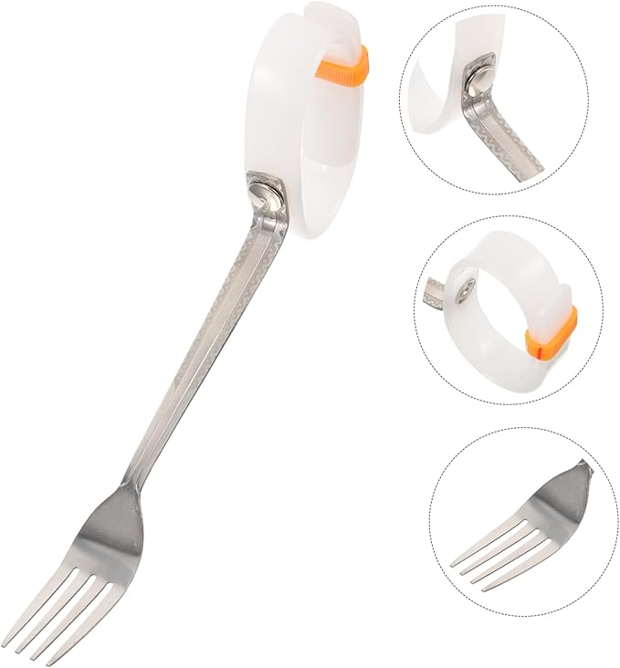 Adaptive Portable Fork and Spoon for Seniors Tremble Utensils Non- Grip for Elderly and Disabled Dining Needs Easy to Clean and Use