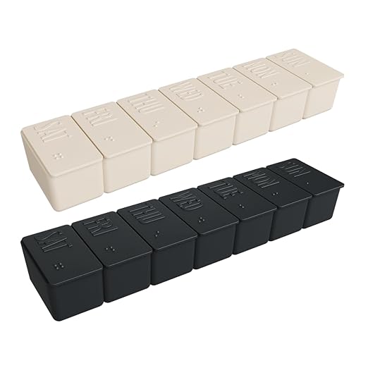 EZY DOSE Weekly (7-Day) Daily Pill Case, 2-Pack of Embossed Matte Pill Case, Daily Medicine & Vitamin Organizer Box, Large Easy-Open Compartments, BPA-Free Medication Planner for Travel, Cream & Black