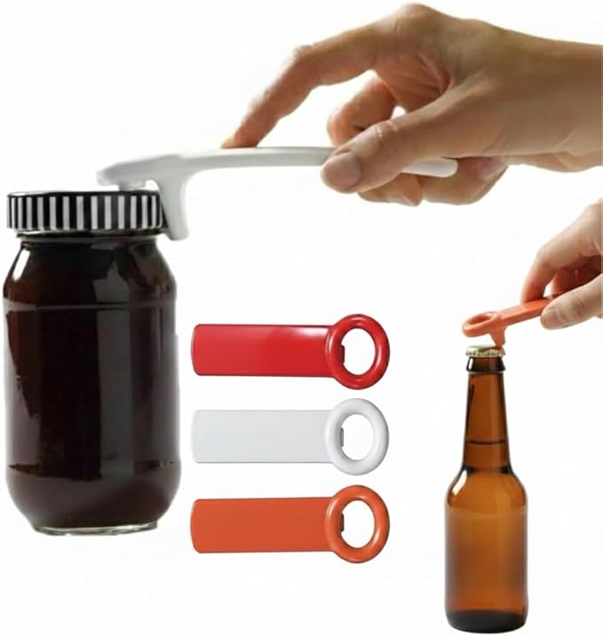 3 Pcs Jar Keys, Jar Opener Jar Grippers Can Lid Opener Jar Lid Gripper Jar Opener Tool, Open Jar Tool for Elderly Children Women Weak Hands 5.5 inç (Red,White, Orange)