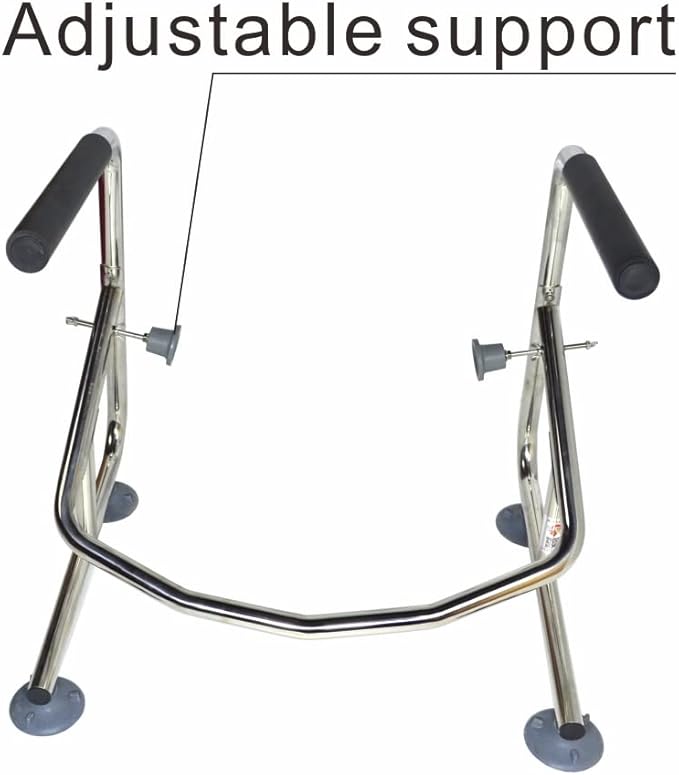 Elderly Assis Toilet Safety Rails, Heavy Duty Bathroom Grab Bar with Adjustable Support Leg, 32mm Thick Stainless Steel Frame for Seniors, Arthritis Sufferers, Injury Recovery, Fits Most Toilets
