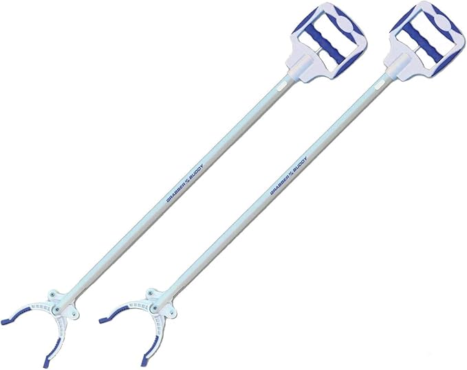 Grabber Buddy Reacher with Dual Powerful Magnets, Ergonomic Angle Adjustable Handle & Rubber Grip Tips Pick Up Tool 48" - 2 Pack