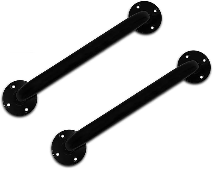 PEPE Mobility Grab Bars for Bathtubs and Showers 12 Inch (x2 Units) Shower Handle Toilet Handicap Elderly Senior Assist Bathroom Saft Handle Epoxy Steel, Black