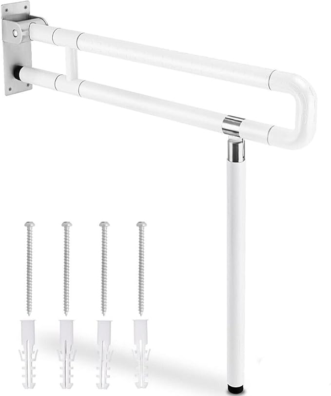 Nisorpa 29.7 INCH Foldable Toilet Grab Bar Flip Up Arm Grab Bars Handrails Grab Bars for Bathroom Toilet Anti Slip Safety Rails for Elderly Pregnant Women Disabled Handicap