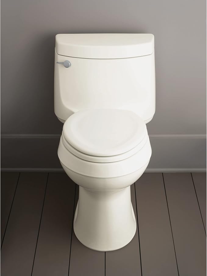 KOHLER Stonewood Quiet-Close, Elongated Toilet Seat Soft Close, Durable Wood, Easy Installation, Universal Fit, Home Essentials, White Finish, K-20466-0 (Pack of 2)