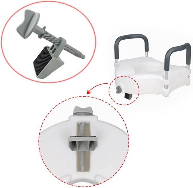 Raised Toilet Seat Lock Button Replacement Dial Knob Locks Rod Fastener for Toilet Seat Riser with Arms Elevated Bathroom Safety Extender Handicap Seniors Secure Locking Attachment