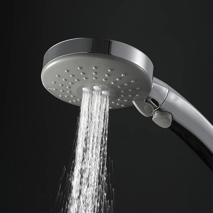 Elderly Handheld Shower Head Designed For Disabled Pregnant Woman Gravidas With 79-Inch Hose Suciton Cup Holder Bracket Home Care Control Button Convenient Push Button Chrome