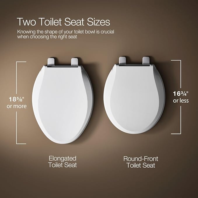 KOHLER 25876-0 Hyten 3" Height, Elevated Soft Close Round Toilet Seat, Contoured Seat with Grip-Tight Bumpers, Quick-Attach Hardware, White (Pack of 2)