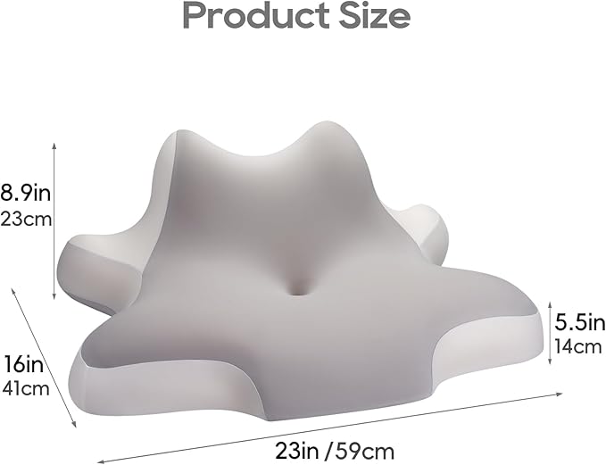 Reading Pillow for Lying, Leaning and Prone, Contour Memory Foam Pillow, Ergonomic Cervical Pillow for Neck and Shoulder Pain Relief, Bed Pillow Grey