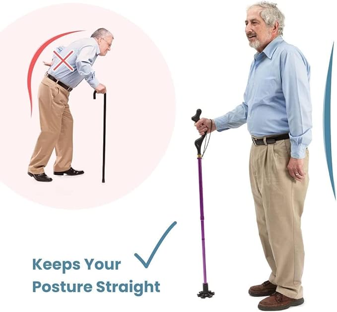 Walking Cane for Men and Women - Special Balancing Stick With 10 Adjustable Heights - Self Standing, Folding, Portable, Collapsible, and Comfortable