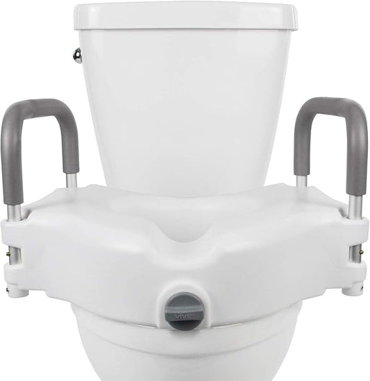 Vive Raised Toilet Seat - 5" Portable, Elevated Toilet Seat Riser & Extender - Elongated and Standard Fit Commode Lifter - Bathroom Safety Extender Assists Disabled, Elderly, Seniors, Handicapped
