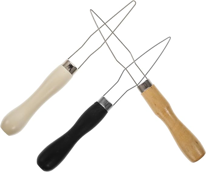 3pcs Button Hook Dressing Aid Tool with Plastic Handles and Wooden Grip, Easy Buttoning Helper for Shirts and Clothing, Home Dressing Aid for Seniors and Disabled