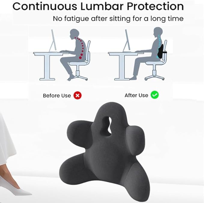 Lumbar Support Pillow for Office Chair, Back Pillow Lumbar Support for Car, Chair, Sofa - Improve Lower Back Pain Relief & Sitting Posture, Memory Foam Back Cushion for Long Sitting (Navy blue)