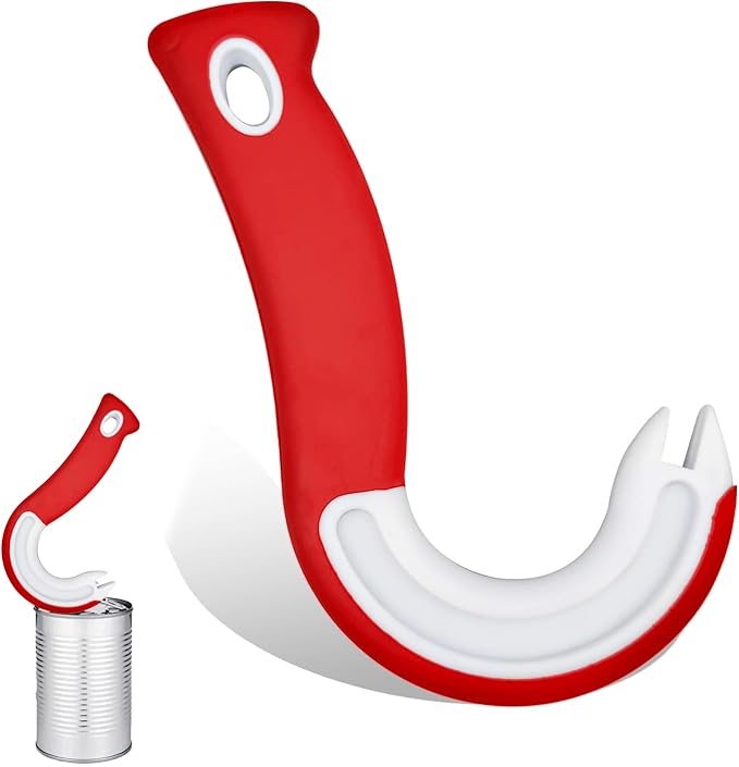 NIIIYTYB Can Tab Opener Tool for Seniors Easy Ring Pull J Hook Buddy for Soda Pop Top Cans Cat Food Tabs imple Handle Circle Opener Easy Open Tool Dishwasher Safe(Red)