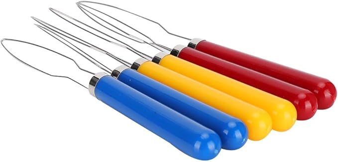 Zipper Pull Tool, 6PCs One-Hand Button Tool Zipper Button Puller for Sewing Embroidery Crafters with Wire Hook Easy Grip Handle