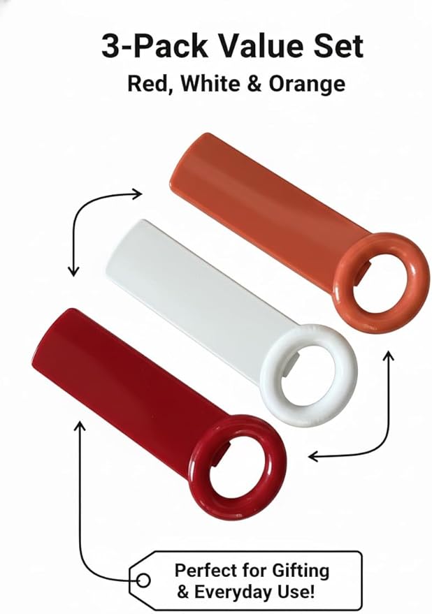3 Pcs Jar Keys, Jar Opener Jar Grippers Can Lid Opener Jar Lid Gripper Jar Opener Tool, Open Jar Tool for Elderly Children Women Weak Hands 5.5 inç (Red,White, Orange)