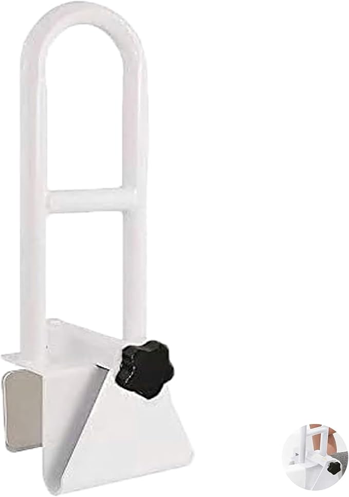 Bathtub Safety Rail, White Bathtub Rail Handle Clamp Railing Bath Grab Bar - Adjustable Shower Hand Grip Handle Assist Grab Bar for Bathroom and Showers, Grab Bar for Elderly and Seniors