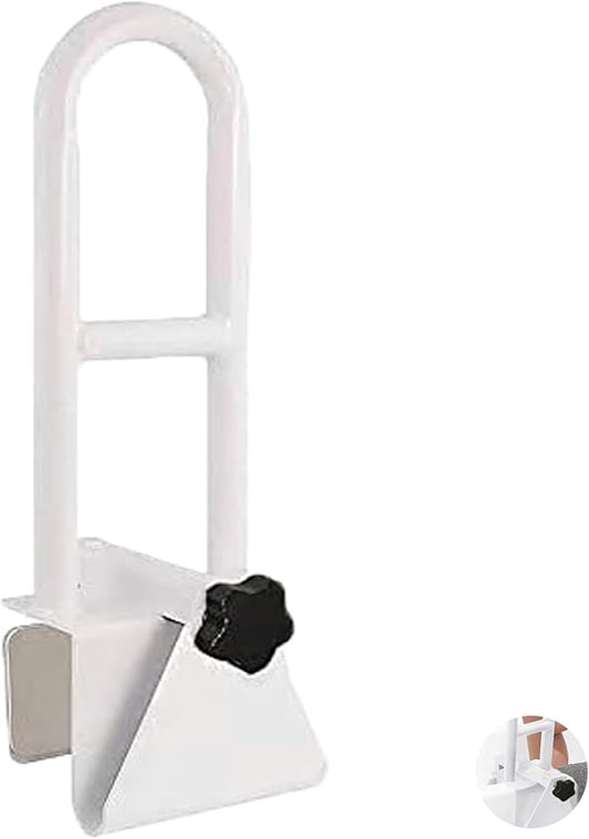 Bathtub Safety Rail, White Bathtub Rail Handle Clamp Railing Bath Grab Bar - Adjustable Shower Hand Grip Handle Assist Grab Bar for Bathroom and Showers, Grab Bar for Elderly and Seniors