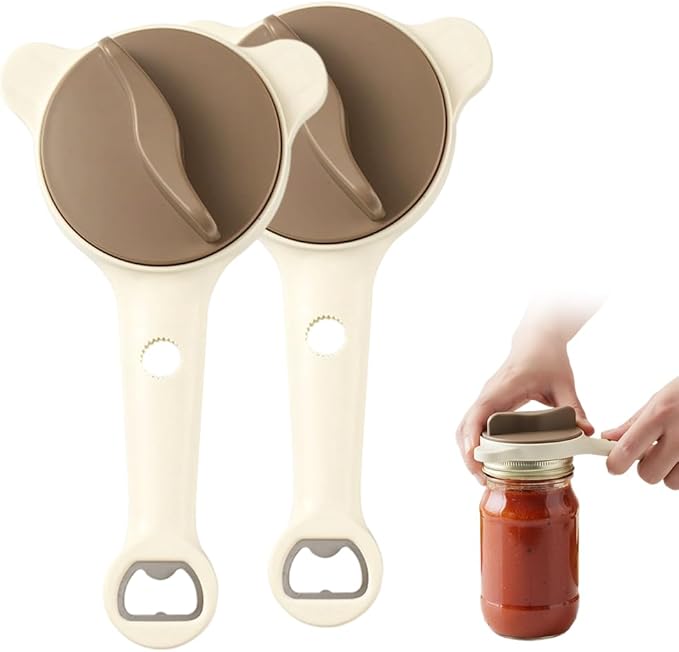 Adjustable Stainless Steel Jar Opener, 2026 New 4-in-1 Jar Opener, Stainless Steel Lid Remover for Seniors & Arthritis Sufferers, Fits Kitchen Jars, Bottles & Cans (2)