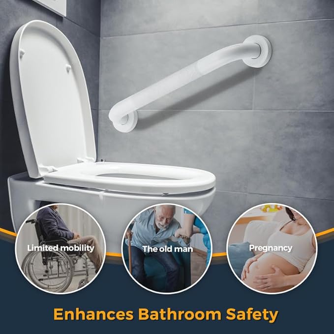 Grab Bars for Shower, 2 Pack 24-Inch Anti Slip Shower Handles for Elderly, Safety Shower Grab Bar, Stainless Steel Handicap Grab Bars for Bathroom (White 1" Diameter)