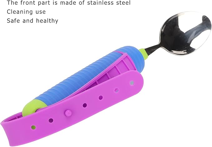 ZJchao Elderly Eating Spoon with 360 Flexible Rotation Head Stainless Steel and Silicone Adaptive Utensil for Seniors Easy Grip Feeding Tool 1 Piece