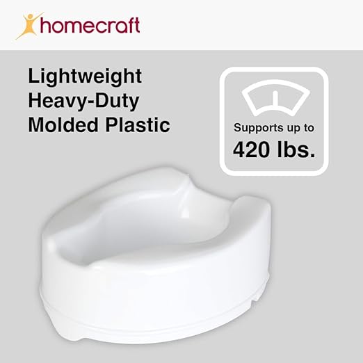 Homecraft Savanah Raised Toilet Seat, 6" High Elevated Toilet Seat Locks Onto Standard Toilets, Portable Assistance Commode Seat with Sturdy Brackets, Medical Aid for Elderly, Disabled, Limited Mobility