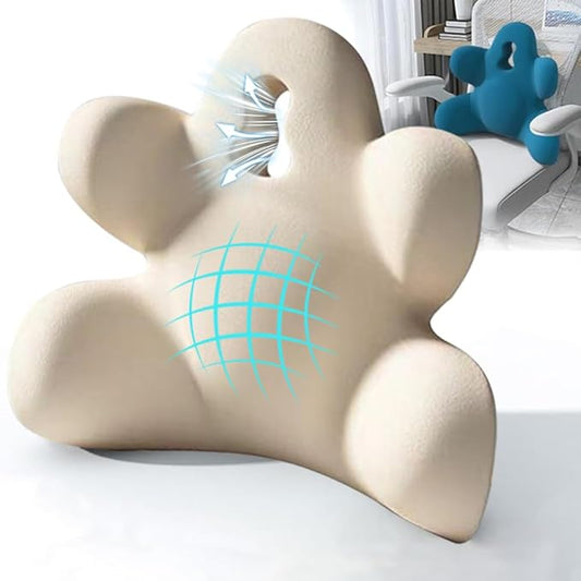 Lumbar Support Pillow for Office Chair, Back Pillow Lumbar Support for Car, Chair, Sofa - Improve Lower Back Pain Relief & Sitting Posture, Memory Foam Back Cushion for Long Sitting (B-Beige)