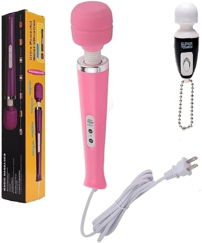 Power Handheld Electric Back Body Vibrating Massager for Woman Sport Recovery Muscle ACH Pain Shoulder Neck Leg Hand Foot Massagers Tool (Pink Big Massage and Black Mini Toy)