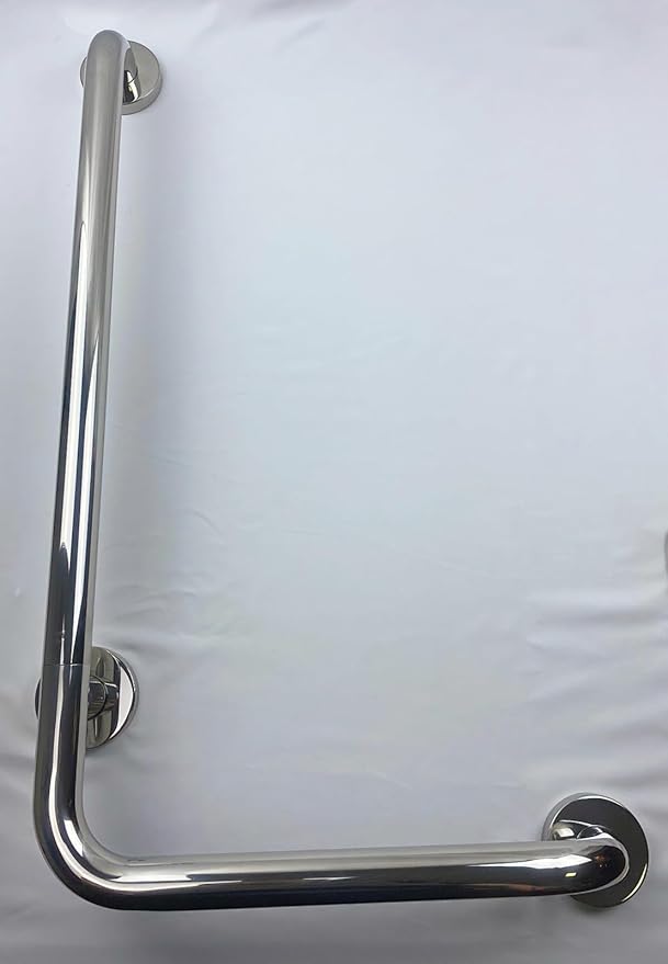 Shower Handicap Grab Bars for Bathroom Wall, L-Shaped Grab Bar, Stainless Steel Bathtub Safety Support Rail,Chromed Armrest,Elderly Disabled Toilet Anti-Skid Safety Handle, Towel Rack (Size : Right)