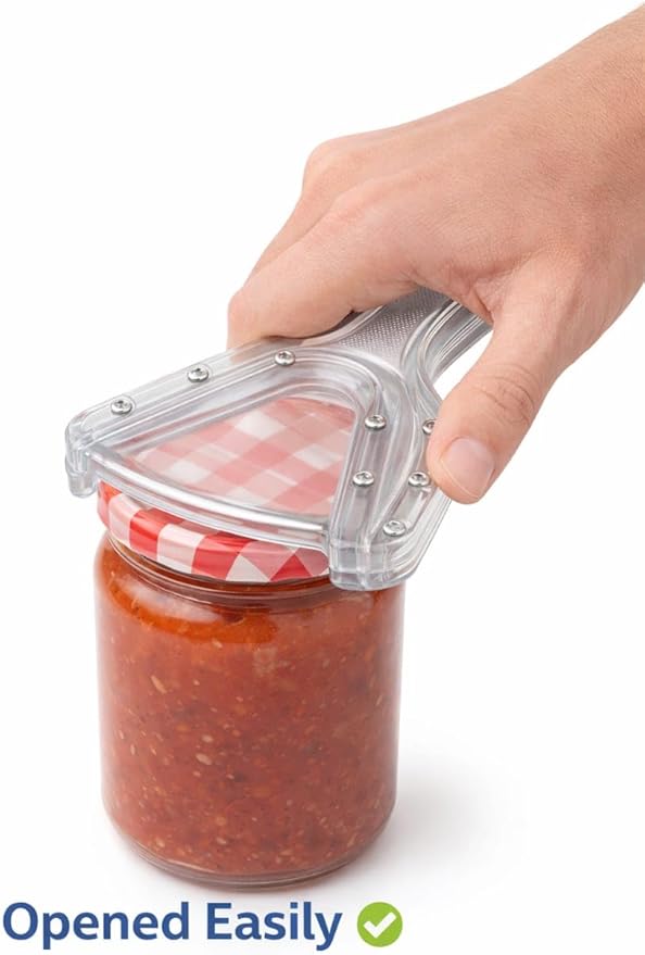 Jar Opener for Seniors | Easy Grip Lid Opener for Weak Hands & Arthritis | Non-Slip PP Plastic with Stainless Steel Core for Small & Medium Jars