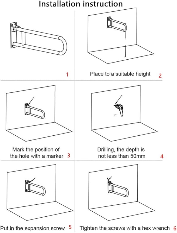 23.6 inch Foldable Handrail Grab Bars, Wall Mounted Toilet Safety Support for Handicap Elderly Seniors Disabled, Shower Bathroom Accessories…