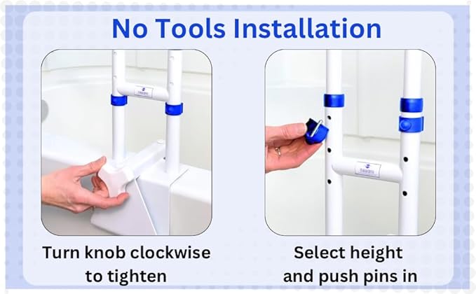 EYL Medical Supplies Adjustable Bathtub Handle for Elderly | Sturdy Clamp-On Tub Grab Bar with 300lb Capacity | Grab Bars for Bathtubs | Shower Handle for Elderly | Durable Tub Safety Rail 14" x 17