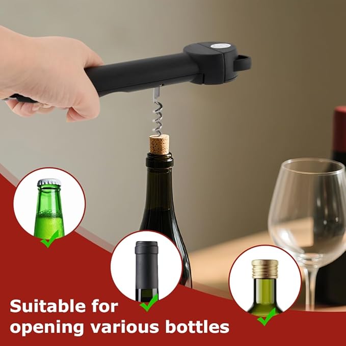 Jar Opener Bottle Opener and Wine Opener' for Seniors with Arthritis, Weak Hands, Retractable Magnetic Can Opener', Multifunctional Can Opener' Jar Lid Gripper(COLOR:Black)