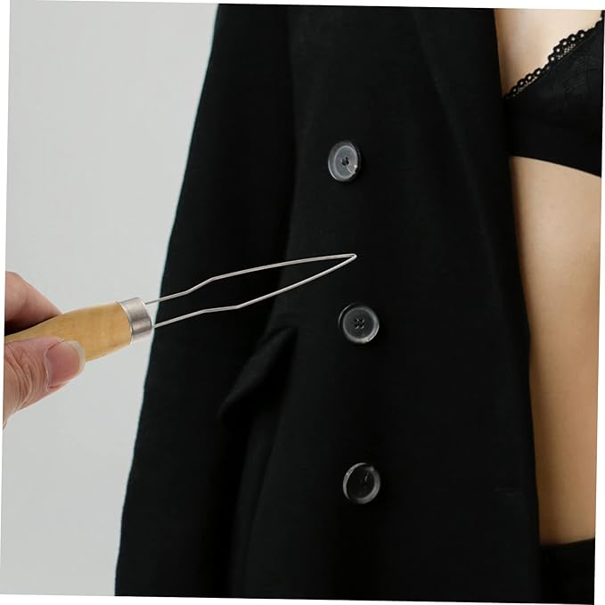 Gatuida 6pcs Button Assist Tool for Easy Dressing Quick Device for Shirts Pants and Coats for Seniors and Those Dexterity Includes White Black Plastic Tools Wooden Handle