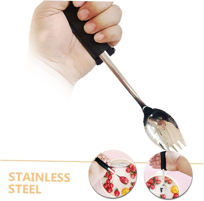 FOMIYES Adaptive Spork for Seniors Portable Anti-Slip Eating Utensil for Elderly Disabled Lightweight Design for Easy Grasp for Hand Reduced Grip Strength