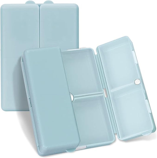 FYY Daily Pill Organizer,7 Compartments Portable Travel Pill Case/Box for Purse Pocket to Hold Vitamins,Cod Liver Oil,Supplements and Medication-SkyBlue, [Folding Design]