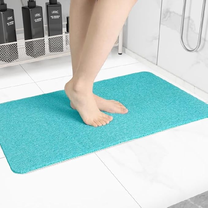 Hargiis Non-Slip Bathtub Mat, Anti Slip Shower Mat, Fast Drying Bathtub Mats, Foot Scrubber Mat, Anti Slip Mat for Tub, Floor, Bathroom, Kitchen, Home, Hotel (Turquoise Blue 40"×28")