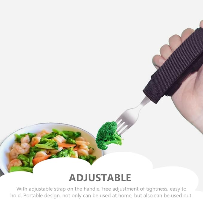 Luxshiny Elderly Disabled Fork with Wide Non-Slip Handle, Anti-Shaking Adaptive Utensil for Seniors and Hand Tremors, Comfortable Grip Eating Aid Fork for Daily Use