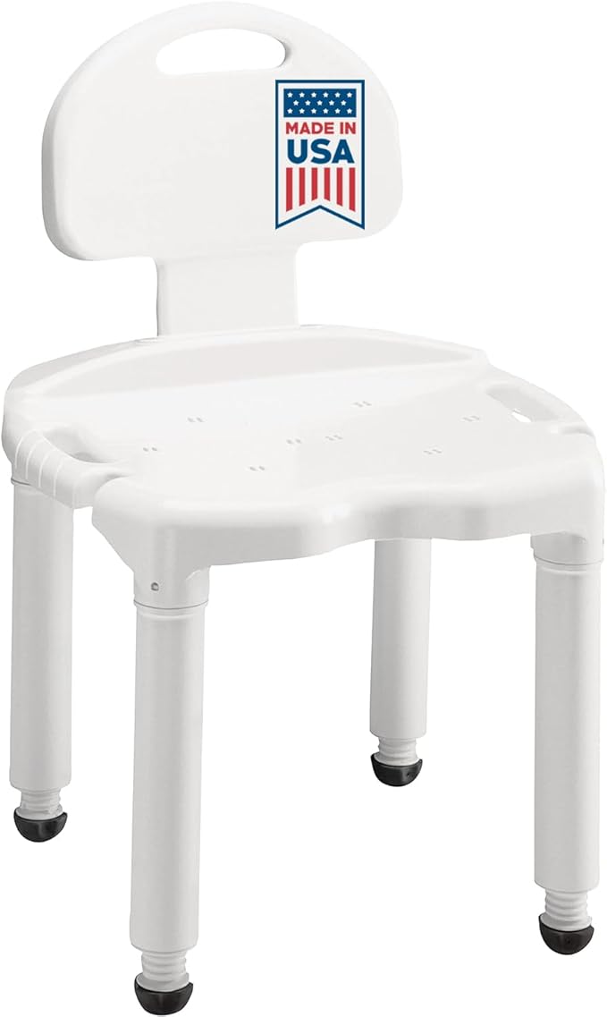 Carex Bath Seat And Shower Chair with Backrest for Seniors, Bath Chair For Elderly, Disabled, Handicap, and Injured Persons, Supports Up To 400lbs, Shower Seat For Inside Shower, Made in USA