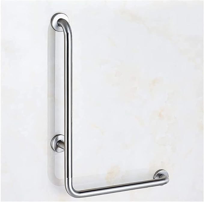Shower Handicap Grab Bars for Bathroom Wall, L-Shaped Grab Bar, Stainless Steel Bathtub Safety Support Rail,Chromed Armrest,Elderly Disabled Toilet Anti-Skid Safety Handle, Towel Rack (Size : Right)