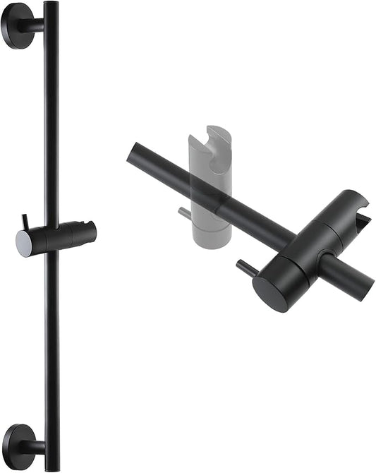 SKOWLL Shower Slide Bar with Height/Angle Adjustable Handheld Shower Holder Matte Black 26 Inch Shower Silde Bar No Drill, Wall Mount Stainless Steel Bathroom Shower Head Holder Bar