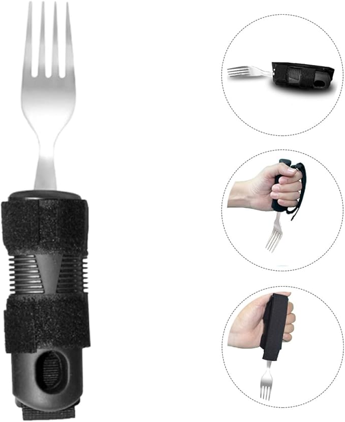 Ciieeo Adaptive Elderly Anti-Skid Fork with Thick Comfortable Grip Handle, Stainless Steel Mealtime Eating Aid Utensil for Disabled and Senior Users