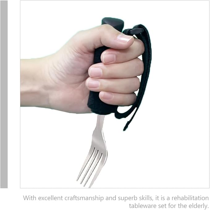 Luxshiny Elderly Disabled Fork with Wide Non-Slip Handle, Anti-Shaking Adaptive Utensil for Seniors and Hand Tremors, Comfortable Grip Eating Aid Fork for Daily Use