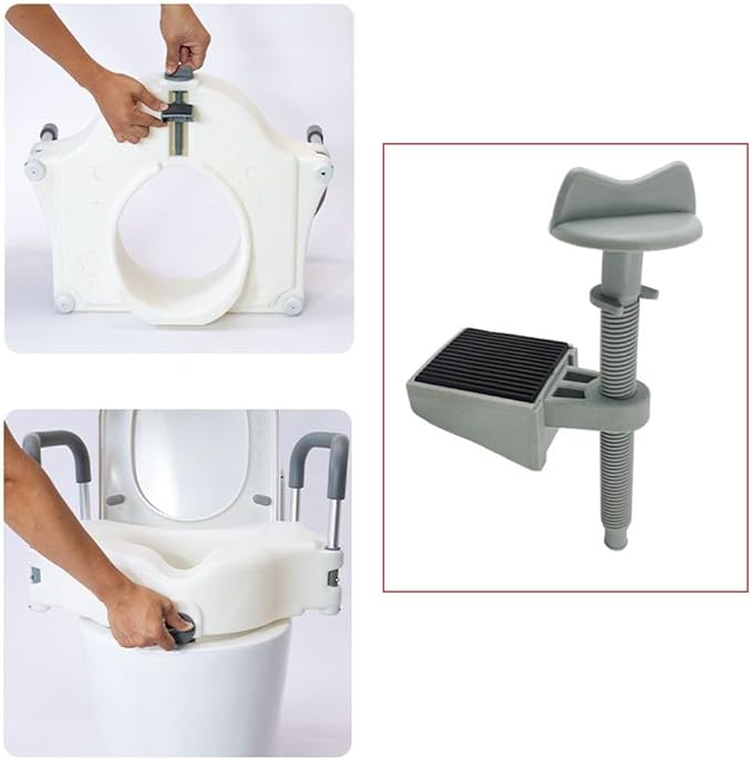 Raised Toilet Seat Lock Button Replacement Dial Knob Locks Rod Fastener for Toilet Seat Riser with Arms Elevated Bathroom Safety Extender Handicap Seniors Secure Locking Attachment